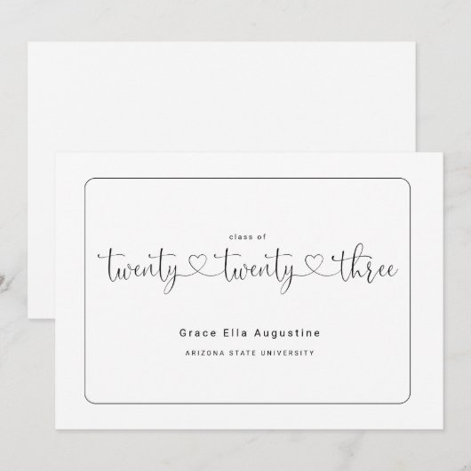 Invitation Annonce de remise de diplôme de femme mignonne (Devant / Derrière)