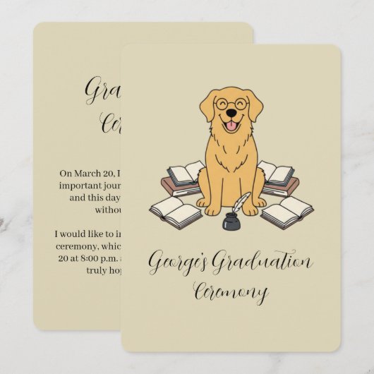 Invitation Annonce de remise de diplôme de Retriever doré aca (Devant / Derrière)