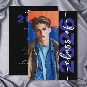 Invitation Annonce de remise de diplôme en typographie bleue 