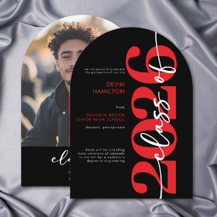 Invitation Annonce de remise de diplôme en typographie rouge