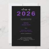 Invitation Annonce de remise de diplôme en typographie violet (Dos)