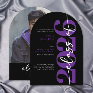 Invitation Annonce de remise de diplôme en typographie violet