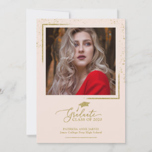Invitation Annonce de remise de diplôme festive chic paillett