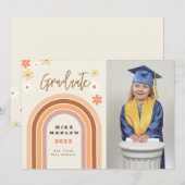 Invitation Annonce de remise de diplôme Groovy Rainbow (Devant / Derrière)