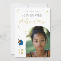 Annonce de remise de diplôme Licorne Afro Bleue
