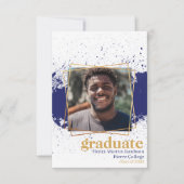 Invitation Annonce de remise de diplôme Navy & Gold Funky Spl (Devant)