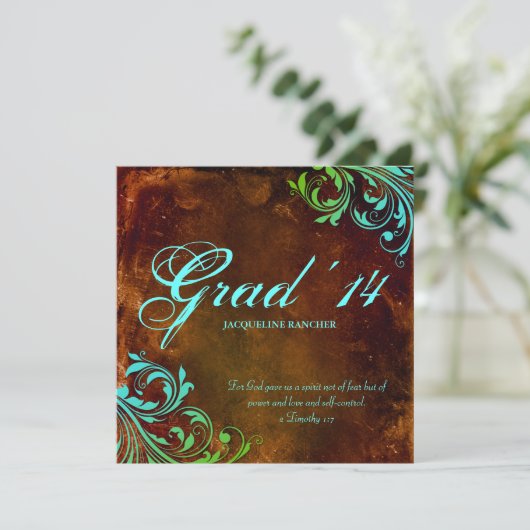 Invitation Annonce de remise de diplôme occidentale Brun Bleu (Debout devant)