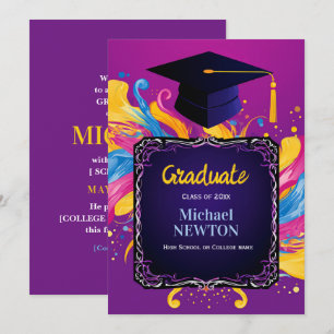 Invitation Annonce de remise de diplôme personnalisée Bold Bu