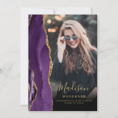 Invitation Annonce de remise de diplôme photo Agate Violette  (Devant)