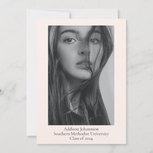 Invitation Annonce de remise de diplôme photo esthétique rose (Dos)