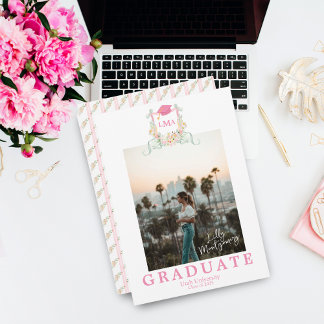 Invitation Annonce de remise de diplôme photo monogramme d'ar