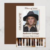 Invitation Annonce de remise de diplôme pour majeure en musiq (Devant / Derrière)