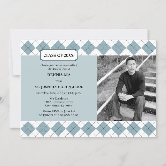 Invitation Annonce de remise de diplôme pré-préparée Argyle a (Devant)