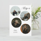 Invitation Annonce de remise de diplôme ronde avec quatre pho (Debout devant)