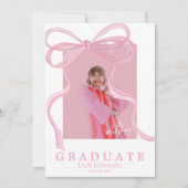 Invitation Annonce de remise de diplôme ruban rose Coquette (Devant)