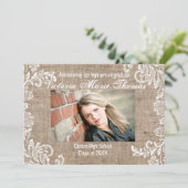 Invitation Annonce de remise de diplômes Burlap & Lace (Debout devant)