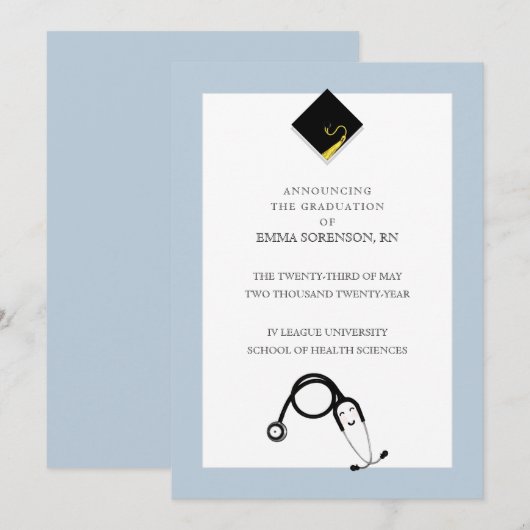 Invitation Annonce de remise de diplômes d'infirmière (Devant / Derrière)