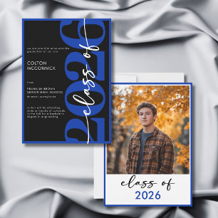 Invitation Annonce de remise de diplômes en typographie bleu