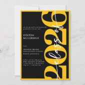 Invitation Annonce de remise de diplômes en typographie jaune (Devant)