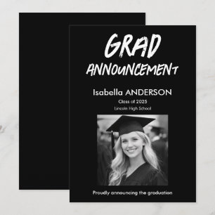 Invitation Annonce de remise de diplômes noir et blanc modern