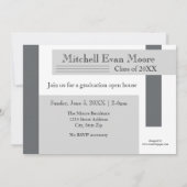 Invitation Annonce de remise de diplômes - Rayures grises mod (Dos)