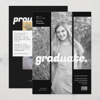 Invitation Annonce de remise de diplômes Simple Black Magazin