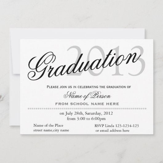 Invitation Annonce de remise de diplômes simple, classique et (Devant)