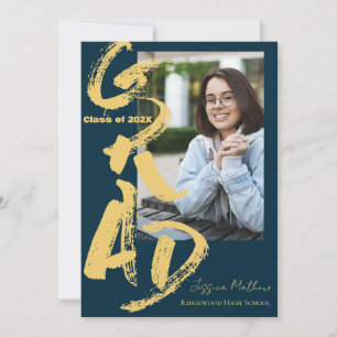 Invitation Annonce de remise des diplômes photo bleue de la p