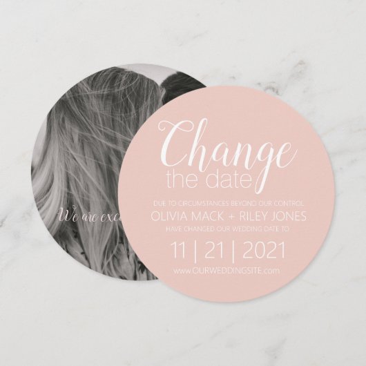 Invitation Annonce de report de date de mariage de nouveau jo (Devant / Derrière)