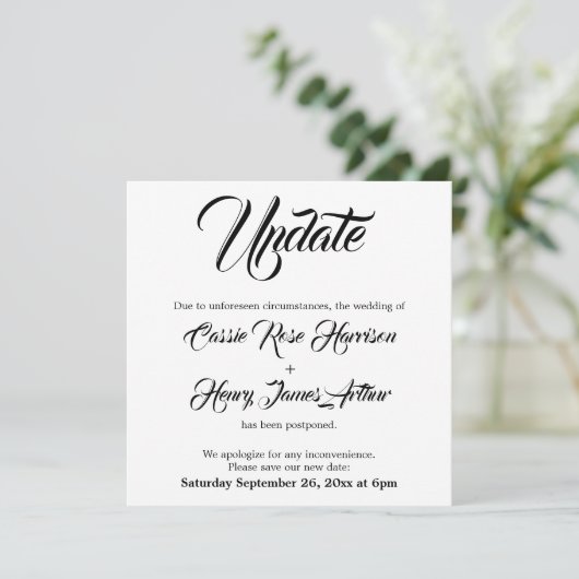 Invitation Annonce de report de mariage (Debout devant)