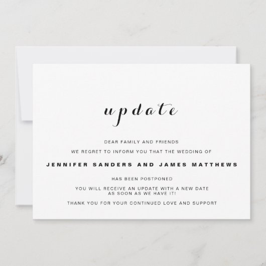 Invitation Annonce de report de mariage (Devant)