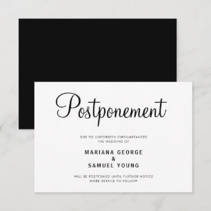 Invitation Annonce de report de mariage à écriture simple