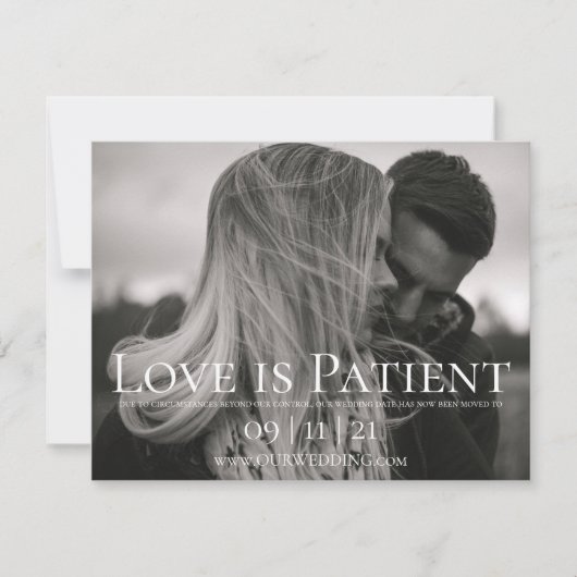 Invitation Annonce de report de mariage avec photo personnali (Devant)