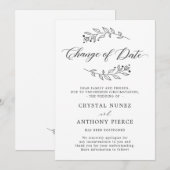 Invitation Annonce de report de mariage Changement de date (Devant / Derrière)