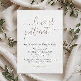 Invitation Annonce de report de mariage écriture main rose