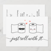 Invitation Annonce de report de mariage Just Roll With It (Devant / Derrière)