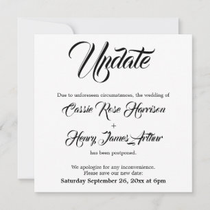 Invitation Annonce de report de mariage mise à jour