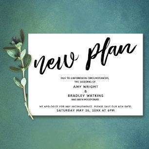 Invitation Annonce de report de mariage "Nouveau Projet"