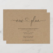 Invitation Annonce de report de mariage rustique (Devant / Derrière)