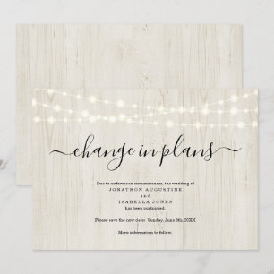 Invitation Annonce de report de mariage rustique