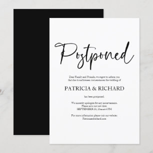 Invitation Annonce de report de mariage simple et chic