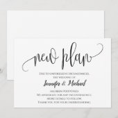 Invitation Annonce de report de plan chic moderne (Devant / Derrière)