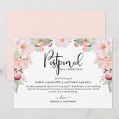 Invitation Annonce de report d'événement, Fleurs Blush (Devant / Derrière)