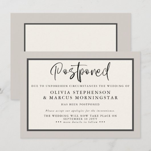 Invitation Annonce de report d'événement moderne Earthtones (Devant / Derrière)