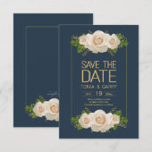 Invitation Annonce de Roses pour Sauvegarder la Date (Devant / Derrière)