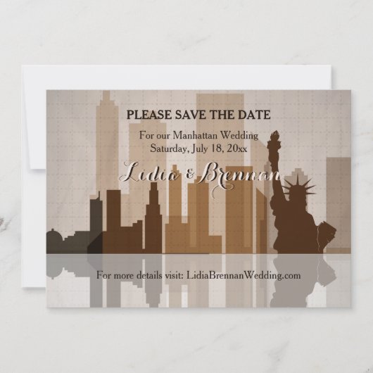 Invitation Annonce de sauvegarde de date à Manhattan (Devant)