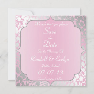 Invitation Annonce de sauvegarde de date bébé rose métallique