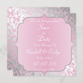 Invitation Annonce de sauvegarde de date bébé rose métallisé (Devant / Derrière)