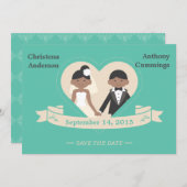 Invitation Annonce de sauvegarde de date de couple de dessin (Devant / Derrière)