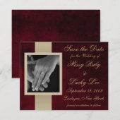 Invitation Annonce de sauvegarde de date de Marbre Rouge (Devant / Derrière)